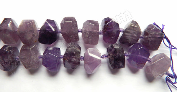 Amethyst Medium Natural   -  Center Cut Faceted Tumble w/ Spacers 16"