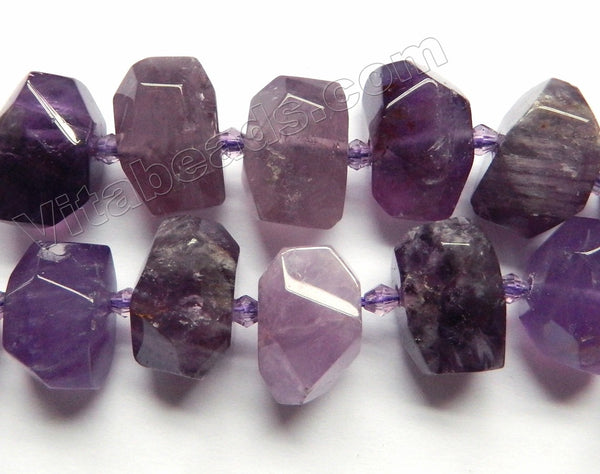 Amethyst Medium Natural   -  Center Cut Faceted Tumble w/ Spacers 16"