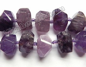 Amethyst Medium Natural   -  Center Cut Faceted Tumble w/ Spacers 16"