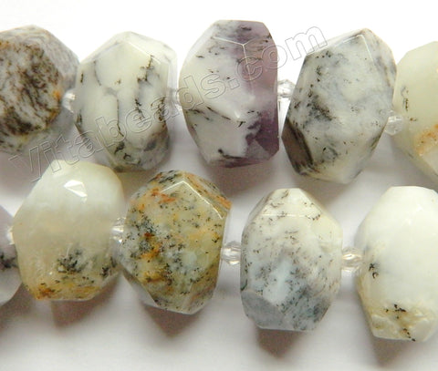 White Tree Opal Natural AAA  -  Machine Cut Center Drilled Nuggets w Knots  16"