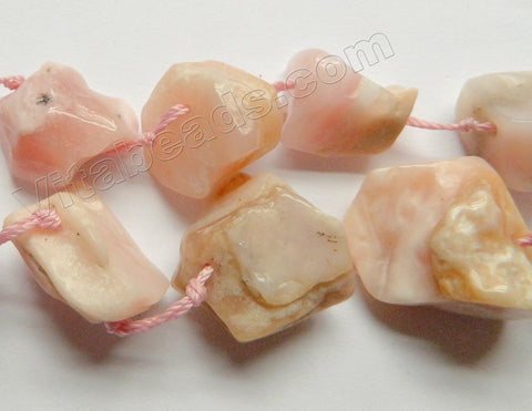Pink Opal  -  Rough Side Nuggets w/ Knots  16"