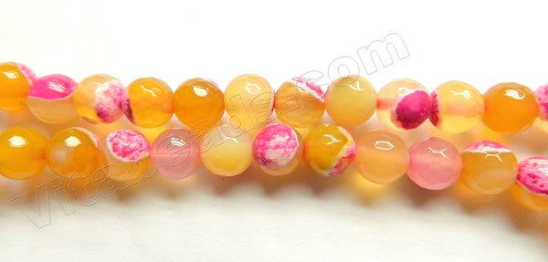 Light Fuchsia Yellow Mixed Fire Agate  -  Faceted Round 15"