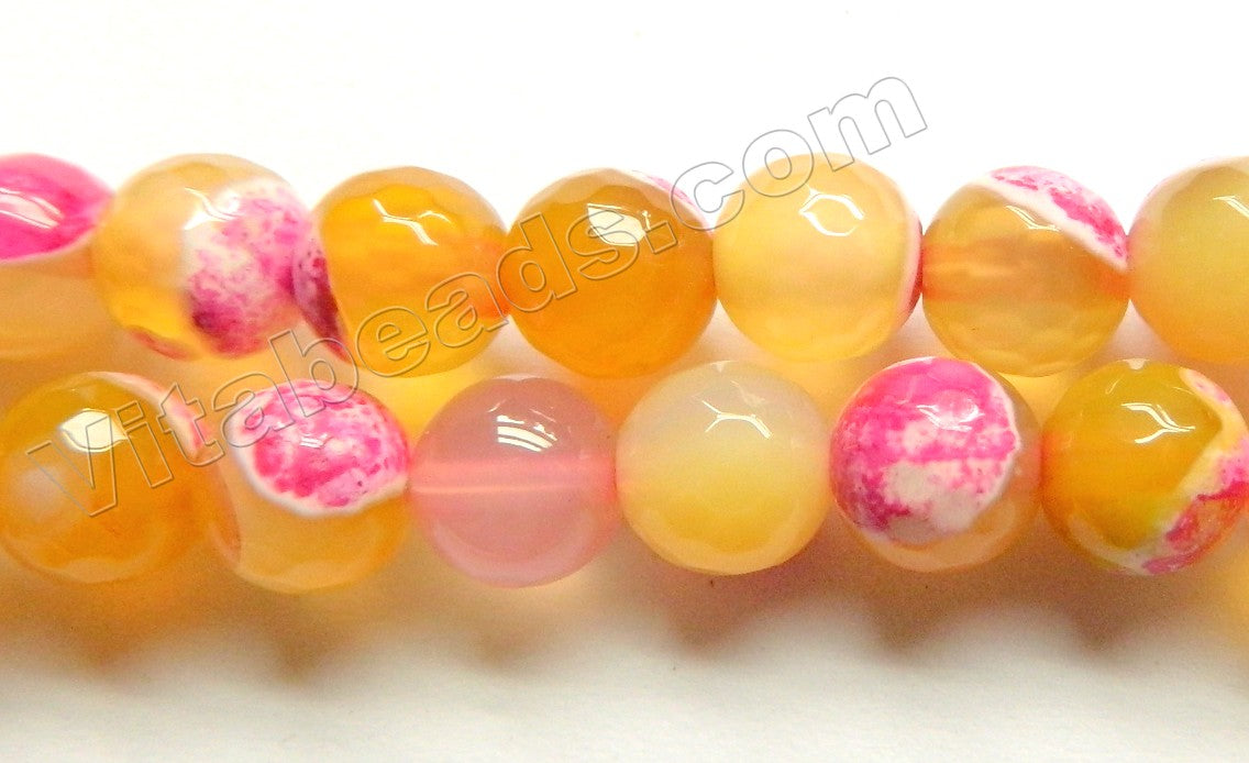 Light Fuchsia Yellow Mixed Fire Agate  -  Faceted Round 15"