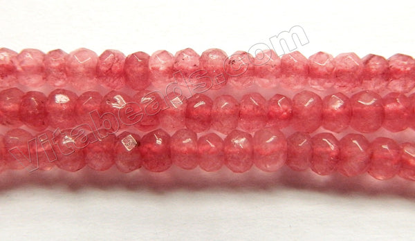 Dark Watermelon Jade  -  Small Faceted Rondel  15"