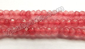 Dark Watermelon Jade  -  Small Faceted Rondel  15"