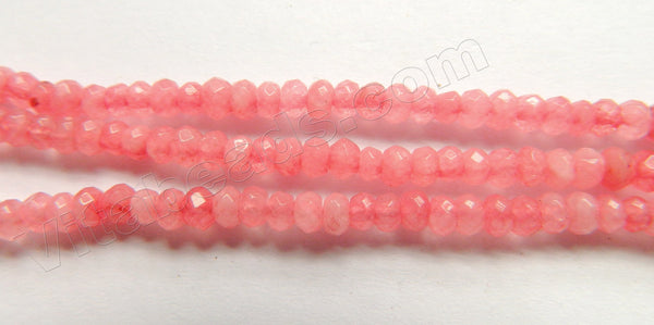 Light Watermelon Jade  -  Small Faceted Rondel  15"