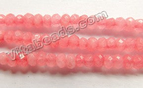 Light Watermelon Jade  -  Small Faceted Rondel  15"