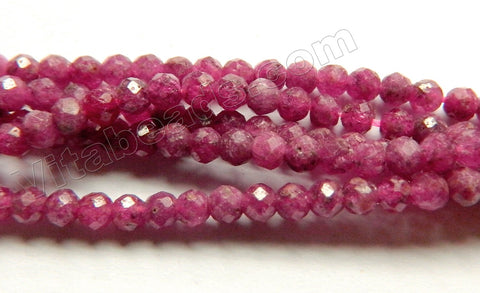 Dark Ruby Stone Natural AA -  Small Faceted Round  15"