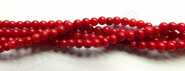 Dark Red Bamboo Coral  -  Small Round Beads  16"