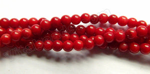 Dark Red Bamboo Coral  -  Small Round Beads  16"