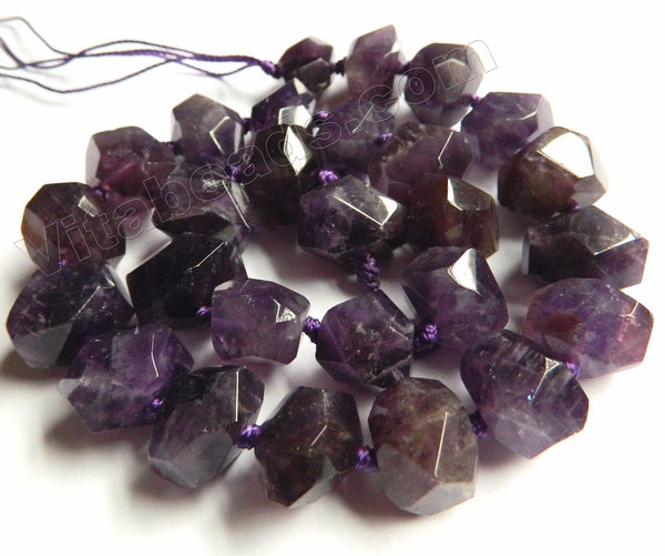 Amethyst Dark Natural   -  Center Cut Faceted Tumble w/ Spacers 16"