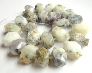 White Tree Opal Natural AAA  -  Machine Cut Center Drilled Nuggets w Knots  16"