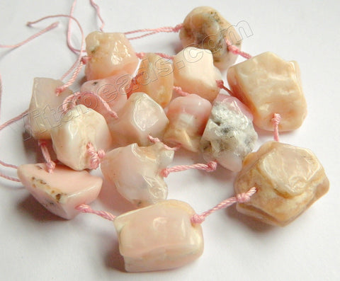 Pink Opal  -  Rough Side Nuggets w/ Knots  16"