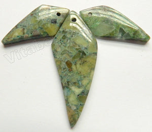 Olive Pyrite Recompose Stone 3pc Pointy Slab Pendant Set