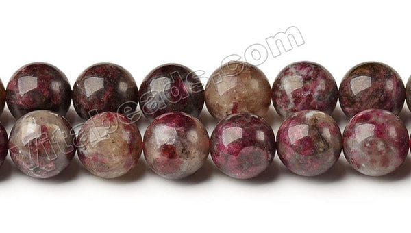 Dark Pink Tourmaline Natural AA  -  Smooth Round Beads 16"