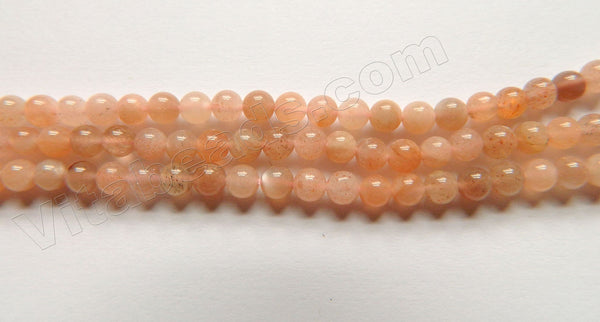Mixed Pink Sun Moonstone A  -  Smooth Round Beads  15"