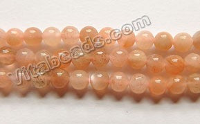 Mixed Pink Sun Moonstone A  -  Smooth Round Beads  15"