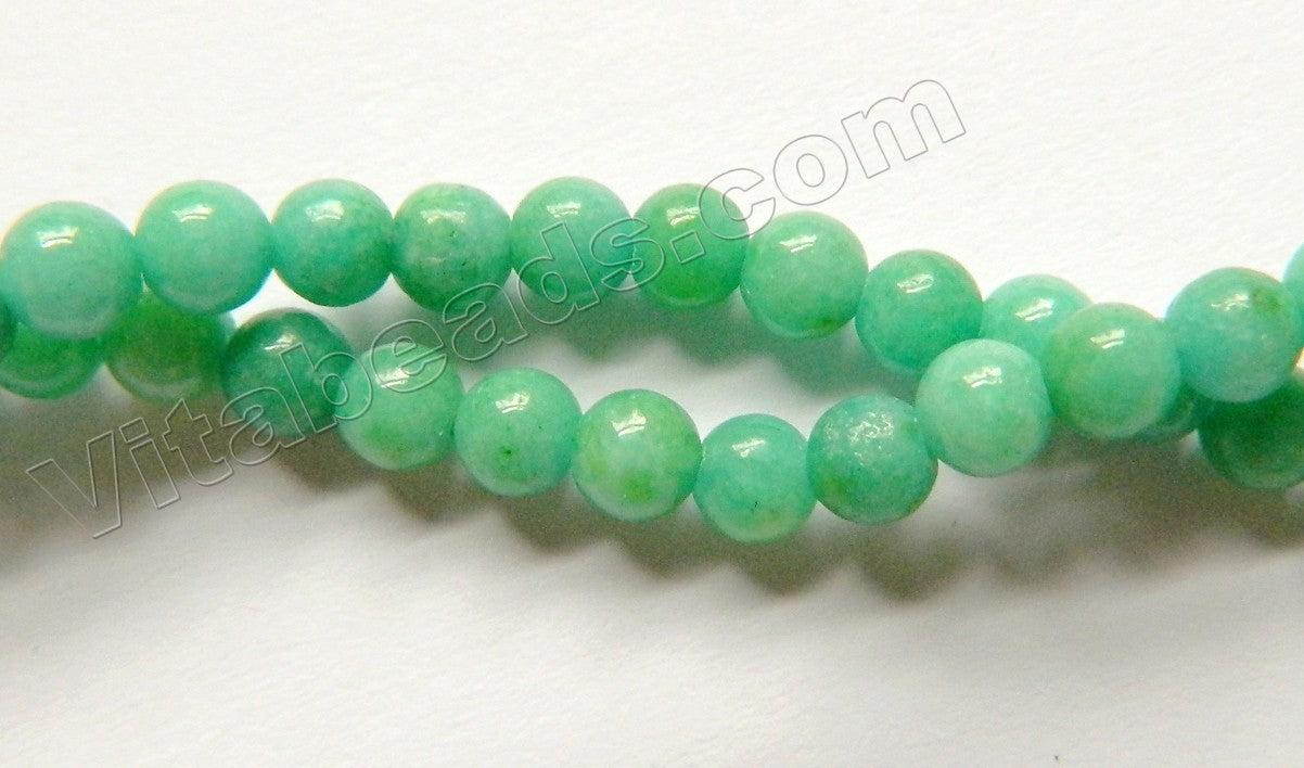 Spring Green Mashan Jade -  Smooth Round Beads  16"