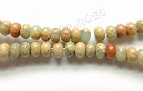 Cyan Blue Impression Jasper  -  Smooth Rondels  16"