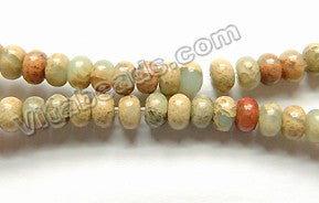 Cyan Blue Impression Jasper  -  Smooth Rondels  16"