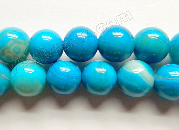 Deep Blue Crazy Lace Agate A  -  Smooth Round Beads  16"