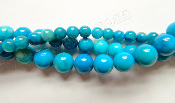 Deep Blue Crazy Lace Agate A  -  Smooth Round Beads  16"
