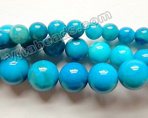 Deep Blue Crazy Lace Agate A  -  Smooth Round Beads  16"