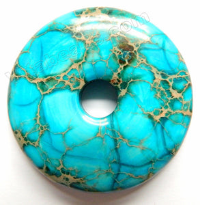 Smooth Pendant - Donut Aqua Impression Jasper