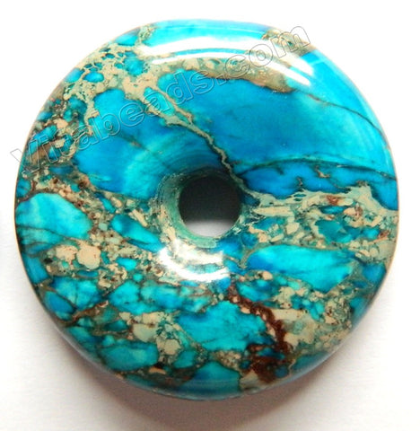 Smooth Pendant - Donut Dark Aqua Impression Jasper