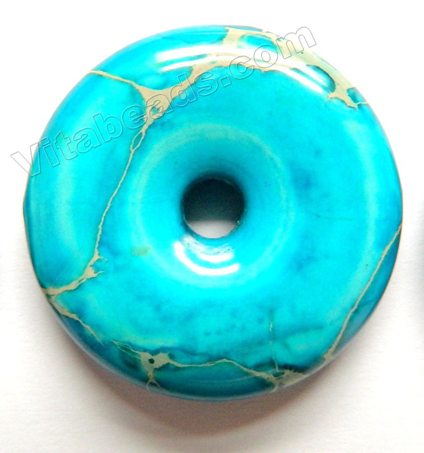 Smooth Pendant - Donut Bright Aqua Impression Jasper