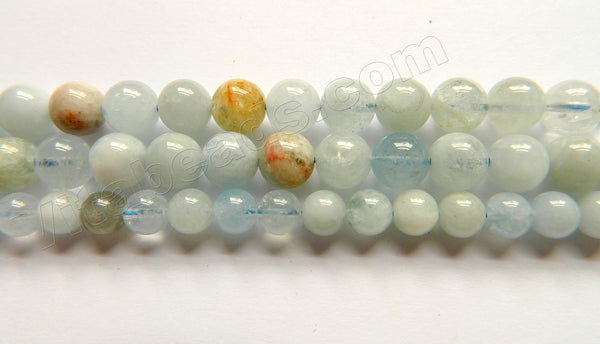 Multi Colored Aquamarine HK (Natural) AA  -  Smooth Round 15"