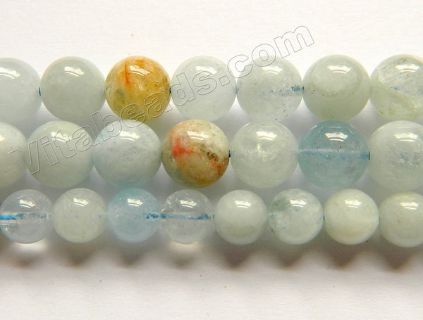 Multi Colored Aquamarine HK (Natural) AA  -  Smooth Round 15"