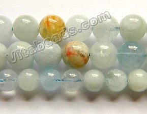 Multi Colored Aquamarine HK (Natural) AA  -  Smooth Round 15"