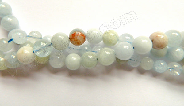 Multi Colored Aquamarine HK (Natural) AA  -  Smooth Round 15"