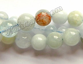 Multi Colored Aquamarine HK (Natural) AA  -  Smooth Round 15"