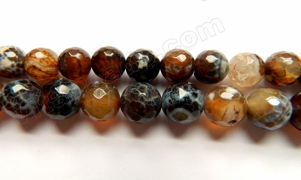 Brown Fire Agate w/ White Spots  -  Faceted Round  14"
