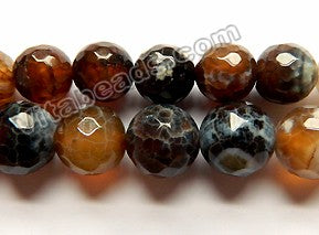 Brown Fire Agate w/ White Spots  -  Faceted Round  14"