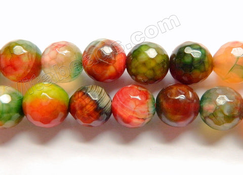 Rainbow Fire Agate Red Green  -  Faceted Round  15"