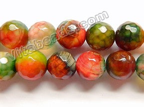 Rainbow Fire Agate Red Green  -  Faceted Round  15"