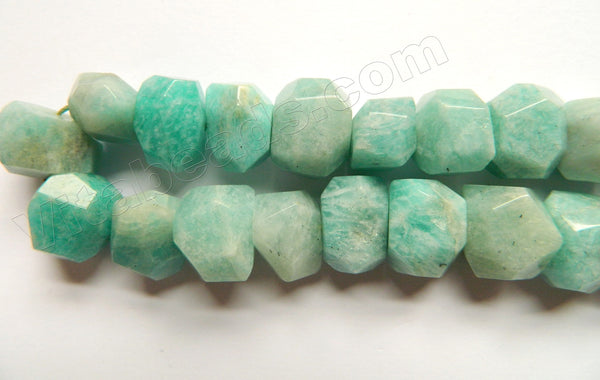 Light Russia Amazonite Natural A  -  Center Drilled Machine Cut Rondel Nuggets 16"