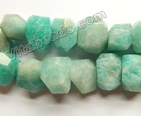 Light Russia Amazonite Natural A  -  Center Drilled Machine Cut Rondel Nuggets 16"