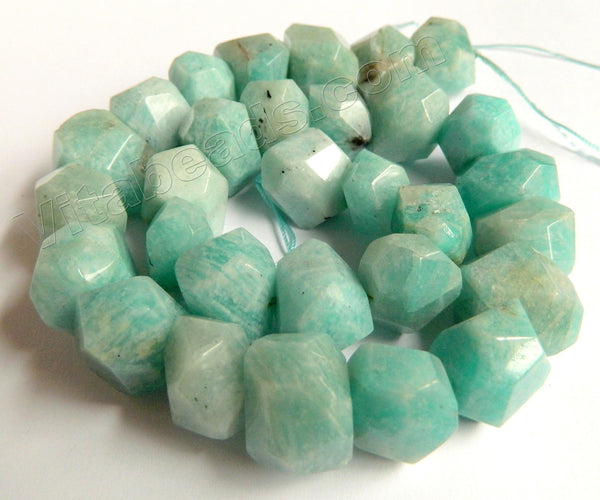 Light Russia Amazonite Natural A  -  Center Drilled Machine Cut Rondel Nuggets 16"