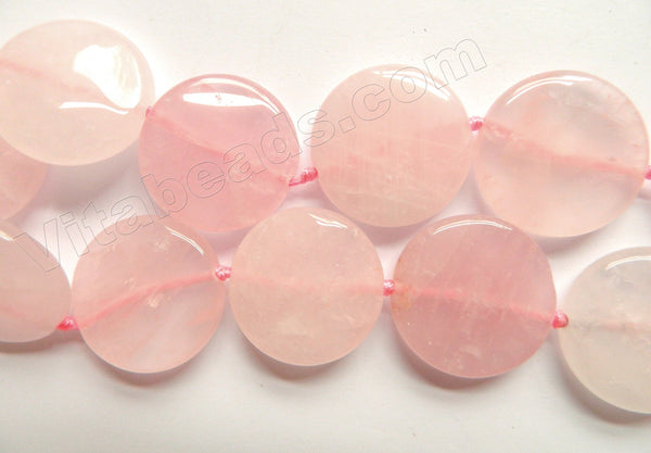 Rose Quartz Natural A  -  Big Thick Puff Coins  15"