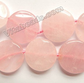 Rose Quartz Natural A  -  Big Thick Puff Coins  15"