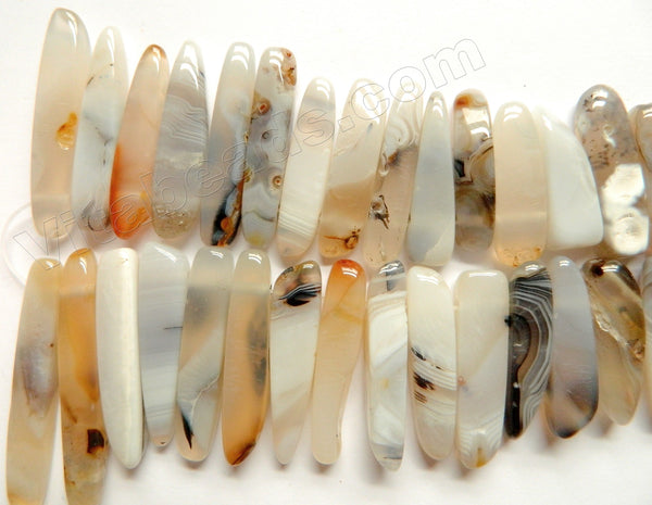 Natural Warm Agate AAA  -  Graduated Smooth Top-drilled Long Sticks 16"