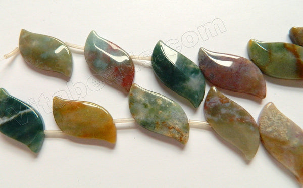 Fancy Jasper AAA  -  2-side Fancy Leaf Beads Strand  16"