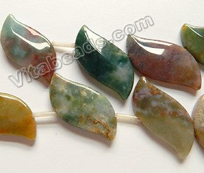 Fancy Jasper AAA  -  2-side Fancy Leaf Beads Strand  16"