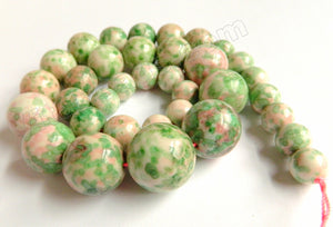 Green Pink Rainbow Magnesite Turquoise   Graduated Smooth Round Strand 16"