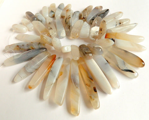 Natural Warm Agate AAA  -  Graduated Smooth Top-drilled Long Sticks 16"