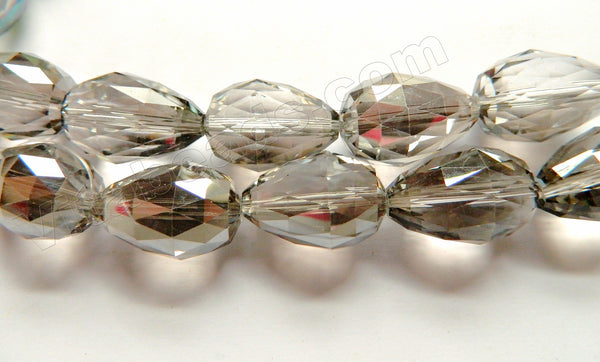 Smoky Crystal Quartz  -  Drilled Through Faceted Drop 8"